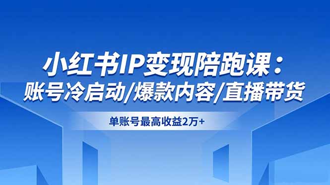 小红书IP变现陪跑课：账号冷启动/爆款内容/直播带货，单账号最高收益2万+-智云网创 - 网创副业项目资源站