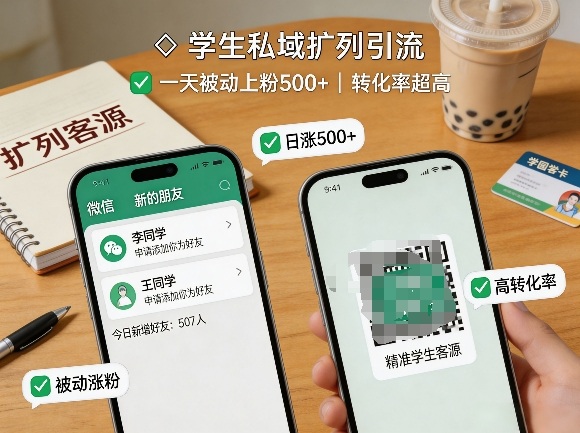 学生私域扩列引流,一天被动上粉500+,转化率超高-智云网创 - 网创副业项目资源站