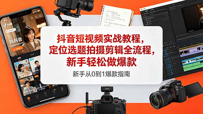 抖音短视频实战教程,定位选题拍摄剪辑全流程,新手轻松做爆款-智云网创 - 网创副业项目资源站