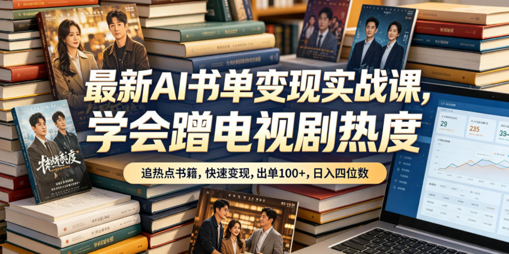 最新AI书单变现实战课,学会蹭电视剧热度,追热点书籍,快速变现,出单100+,日入四位数-智云网创 - 网创副业项目资源站