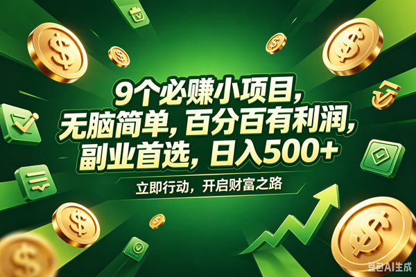 (18562期)9个必赚钱的小项目,百分百赚米,无脑简单,副业首选,日入398+-智云网创 - 网创副业项目资源站