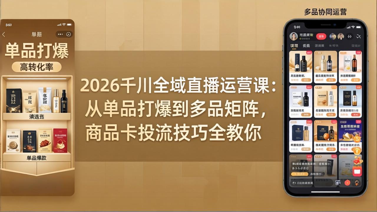 2026千川全域直播运营课:从单品打爆到多品矩阵,商品卡投流技巧全教你-智云网创 - 网创副业项目资源站