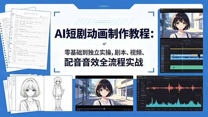 AI短剧动画制作教程：零基础到独立实操，剧本、视频、配音音效全流程实战-智云网创 - 网创副业项目资源站