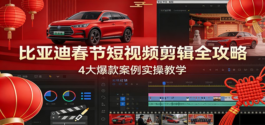 比亚迪春节短视频剪辑全攻略，4大爆款案例实操教学-智云网创 - 网创副业项目资源站