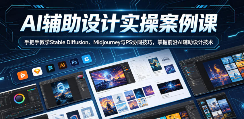 AI辅助设计实操案例课,手把手教学Stable Diffusion、Midjourney与PS协同技巧,掌握前沿AI辅助设计技术-智云网创 - 网创副业项目资源站