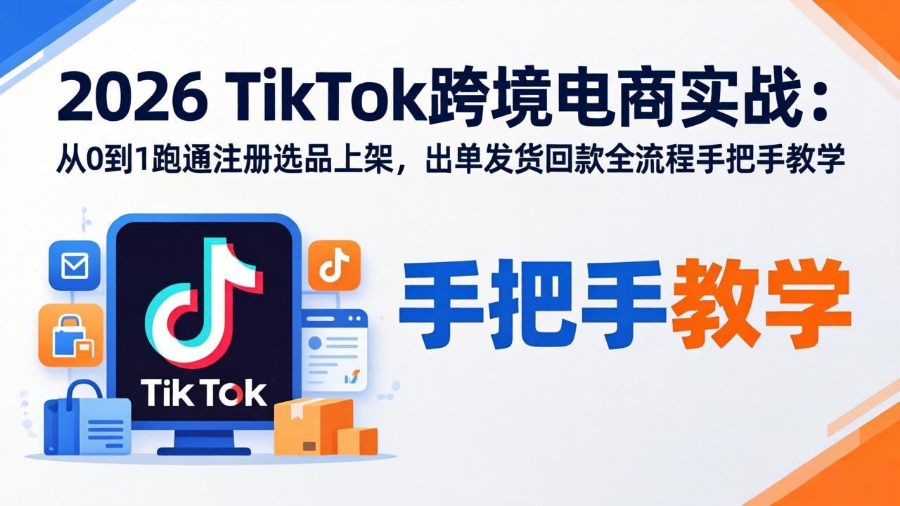 2026TikTok跨境电商实战-更新:从0到1跑通注册选品上架,出单发货回款全流程手把手教学-智云网创 - 网创副业项目资源站