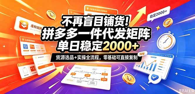 （20955期）不再盲目铺货！拼多多一件代发矩阵落地攻略，提供优质货源店铺运营全流程，零基础可直接复制-智云网创 - 网创副业项目资源站
