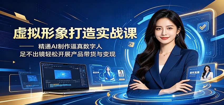 虚拟形象打造实战课：精通AI制作逼真数字人，足不出镜轻松开展产品带货与变现-智云网创 - 网创副业项目资源站