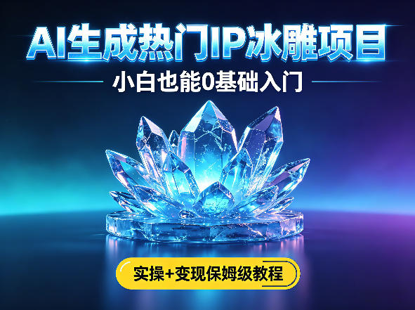 AI生成热门ip冰雕项目,小白也能0基础入门,实操+变现保姆级教程-智云网创 - 网创副业项目资源站