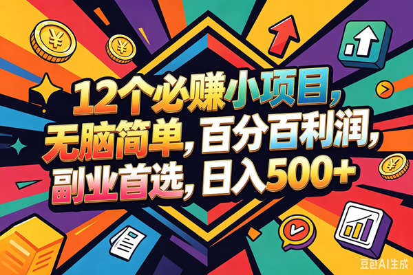 （18291期）12个必赚钱的小项目，百分百赚米，无脑简单，副业首选，日入600+-智云网创 - 网创副业项目资源站