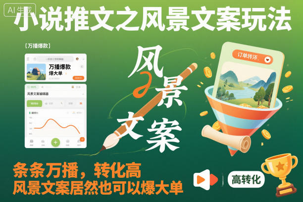 小说推文之风景文案玩法,条条万播,转化高,风景文案居然也可以爆大单!-智云网创 - 网创副业项目资源站