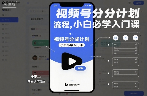 视频号分成计划实操流程,小白必学入门课-智云网创 - 网创副业项目资源站