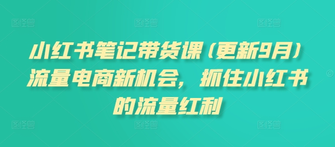 小红书笔记带货课(更新25年12月)流量电商新机会,抓住小红书的流量红利-智云网创 - 网创副业项目资源站
