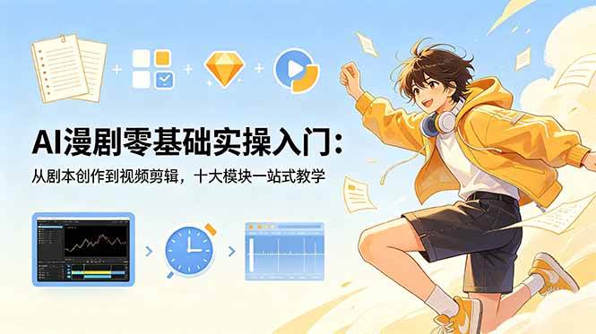 (18812期)AI漫剧零基础实操入门:从剧本创作到视频剪辑,十大模块一站式教学-智云网创 - 网创副业项目资源站