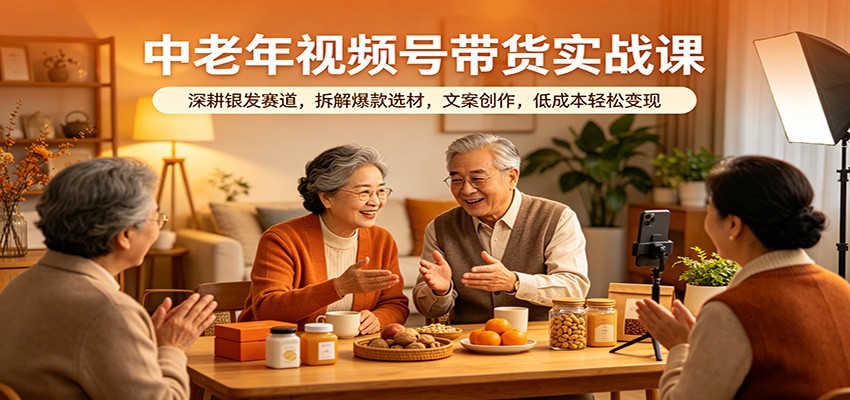 中老年视频号带货实战课:深耕银发赛道,拆解爆款选材,文案创作,低成本轻松变现-智云网创 - 网创副业项目资源站