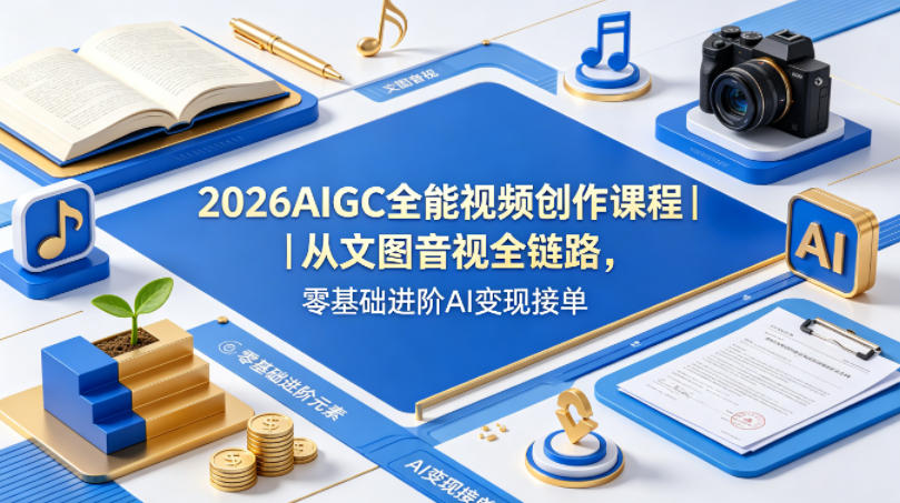 2026AIGC全能视频创作课程｜从文图音视全链路，零基础进阶AI变现接单-智云网创 - 网创副业项目资源站