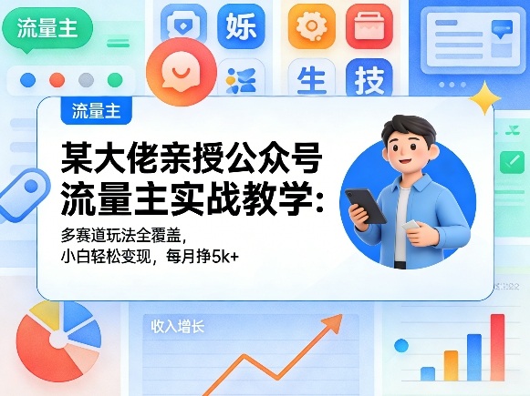某大佬亲授公众号流量主实战教学:多赛道玩法全覆盖,小白轻松变现,每月多挣5k+-智云网创 - 网创副业项目资源站