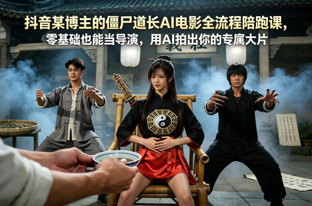 抖音某博主的僵尸道长AI电影全流程陪跑课，零基础也能当导演，用AI拍出你的专属大片-智云网创 - 网创副业项目资源站