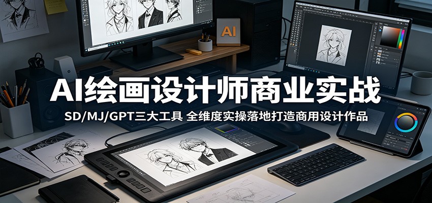 AI绘画设计师商业实战:SD/MJ/GPT三大工具,全维度实操落地打造商用设计作品-智云网创 - 网创副业项目资源站