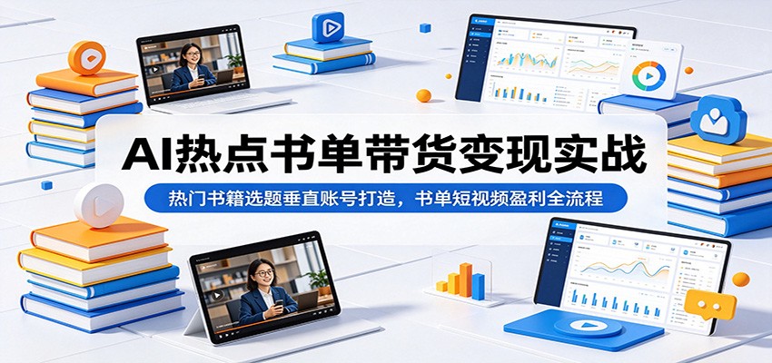 AI热点书单带货变现实战:热门书籍选题垂直账号打造,书单短视频盈利全流程-智云网创 - 网创副业项目资源站