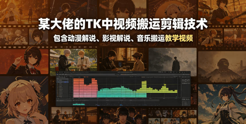 某大佬的TK中视频搬运剪辑技术,包含动漫解说、影视解说、音乐搬运教学视频-智云网创 - 网创副业项目资源站