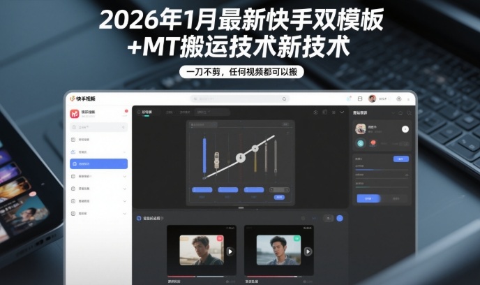 2026年1月最新快手双模板+MT搬运技术,一刀不剪,任何视频都可以搬-智云网创 - 网创副业项目资源站