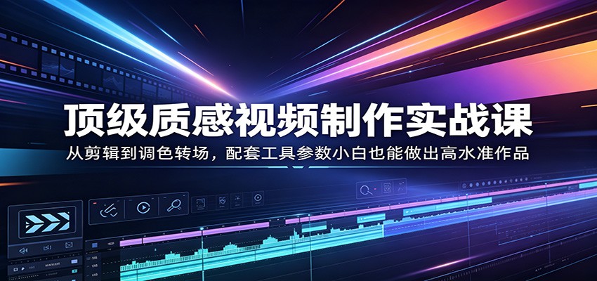 顶级质感视频制作实战课:从剪辑到调色转场,配套工具参数小白也能做出高水准作品-智云网创 - 网创副业项目资源站