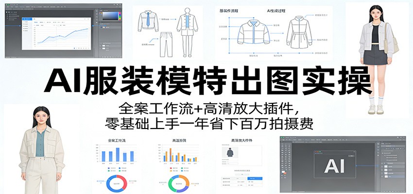 AI服装模特出图实操：全案工作流+ 高清放大插件，零基础上手一年省下百万拍摄费-智云网创 - 网创副业项目资源站