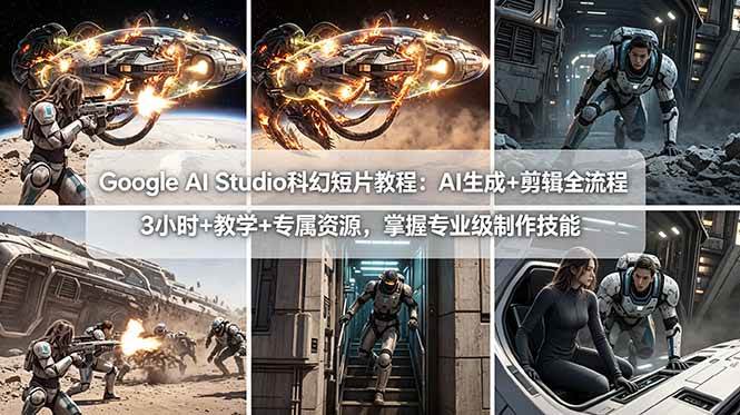 （18173期）Google AI Studio科幻短片教程：AI生成+剪辑全流程，3小时+教学+专属资源，掌握专业级制作技能-智云网创 - 网创副业项目资源站
