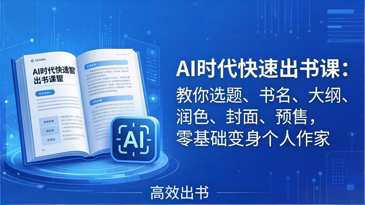 AI时代7天闪电出书课:教你选题、书名、大纲、润色、封面、预售,零基础变身个人作家-智云网创 - 网创副业项目资源站