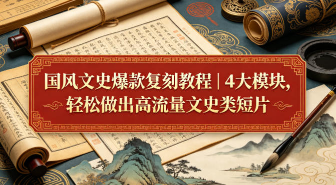 国风文史爆款复刻教程|4大模块,轻松做出高流量文史类短片-智云网创 - 网创副业项目资源站