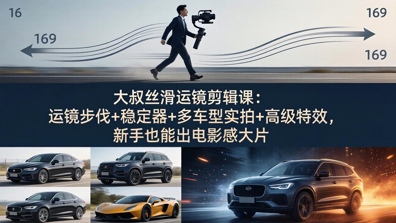 大叔丝滑运镜剪辑课:运镜步伐+稳定器+多车型实拍+高级特效,新手也能出电影感大片-智云网创 - 网创副业项目资源站