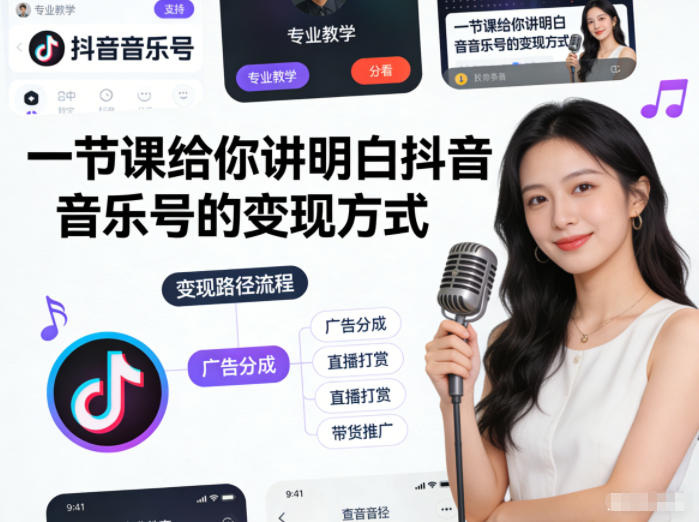 一节课给你讲明白抖音音乐号的变现方式-智云网创 - 网创副业项目资源站