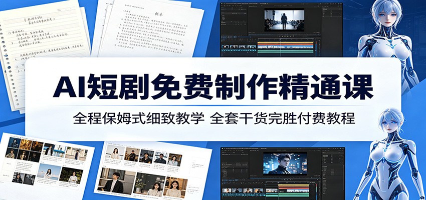 AI短剧免费制作精通课:全程保姆式细致教学,全套干货完胜付费教程-智云网创 - 网创副业项目资源站