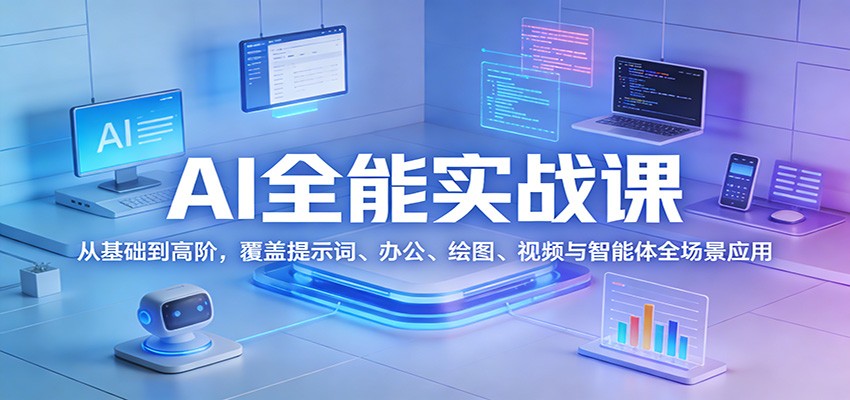 AI全能实战课:从基础到高阶,覆盖提示词、办公、绘图、视频与智能体全场景应用-智云网创 - 网创副业项目资源站