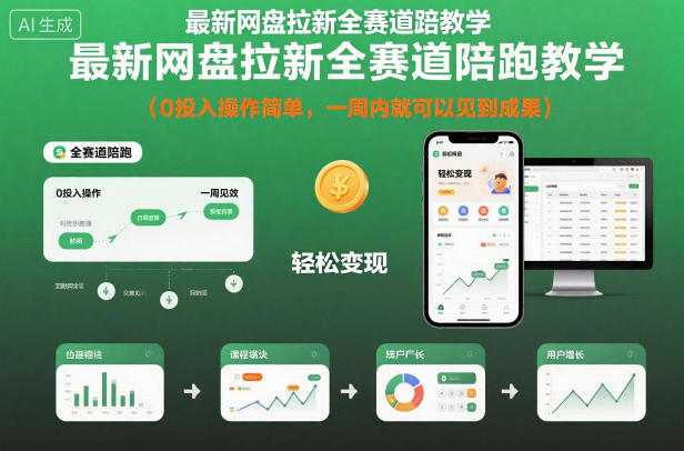 最新网盘拉新全赛道陪跑教学，0投入操作简单，一周内就可以见到成果-智云网创 - 网创副业项目资源站