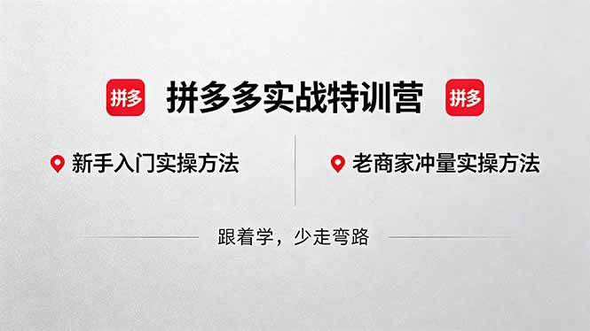 (18309期)拼多多实战特训营(更新5月3):不管是新手入门或老商家冲量,都有实操方法,跟着学,少走弯路-智云网创 - 网创副业项目资源站