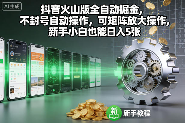 抖音火山版全自动掘金,不封号自动操作,可矩阵放大操作,新手小白也能日入5张【揭秘】-智云网创 - 网创副业项目资源站