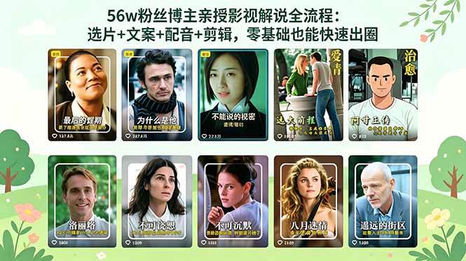 (18579期)56万粉丝博主亲授影视解说全流程:选片+文案+配音+剪辑,零基础也能快速出圈-智云网创 - 网创副业项目资源站