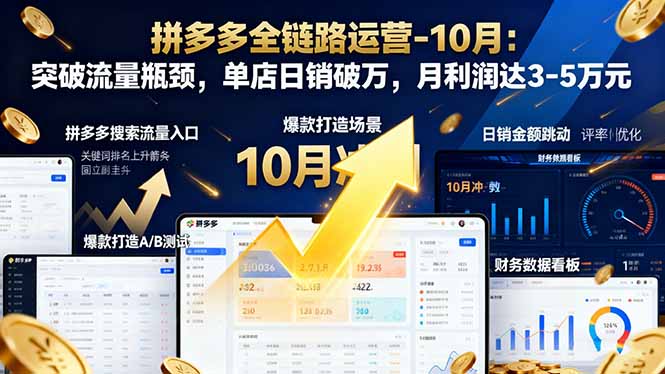 拼多多全链路运营-10月：突破流量瓶颈，单店日销破万，月利润达3-5万元-智云网创 - 网创副业项目资源站