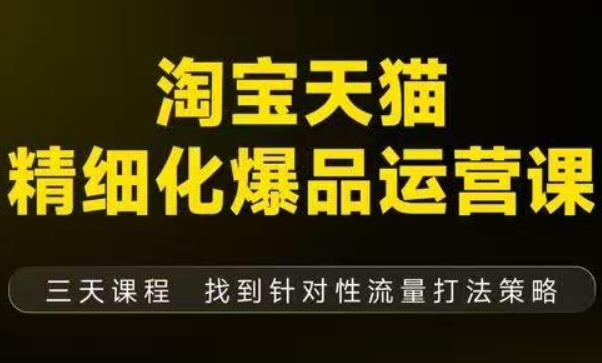 淘宝天猫精细化爆品运营(9月12-14杭州线下课),全方位拆解爆品打造逻辑【音频+字幕+文档】-智云网创 - 网创副业项目资源站