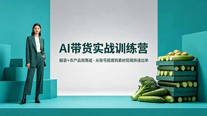 AI带货实战训练营，服装+农产品双赛道，从账号搭建到素材剪辑快速出单-智云网创 - 网创副业项目资源站