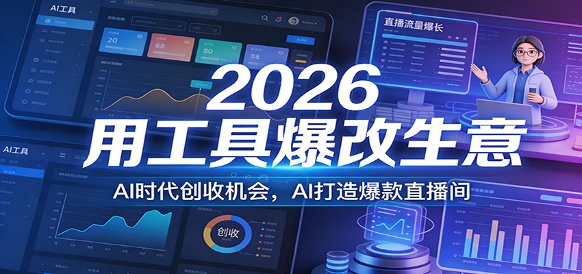 2026用工具爆改生意，AI时代创收机会，AI打造爆款直播间-智云网创 - 网创副业项目资源站