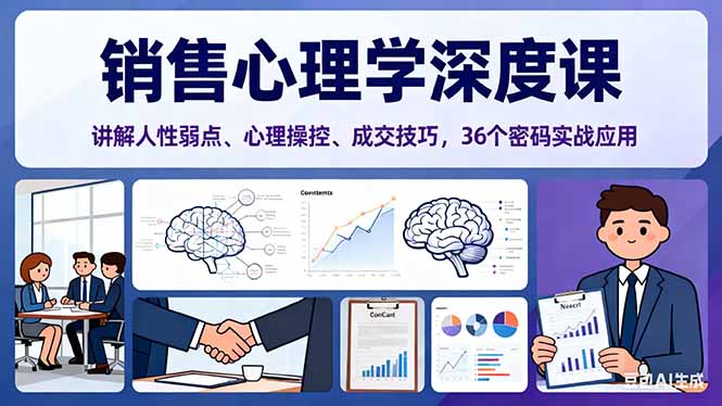销售心理学深度课,讲解人性弱点、心理操控、成交技巧,36个密码实战应用-智云网创 - 网创副业项目资源站