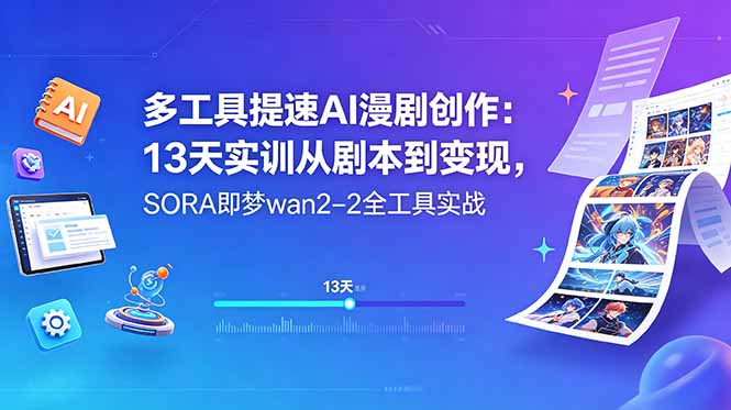 多工具提速AI漫剧创作:13天实训从剧本到变现,SORA即梦wan2-2全工具实战-智云网创 - 网创副业项目资源站