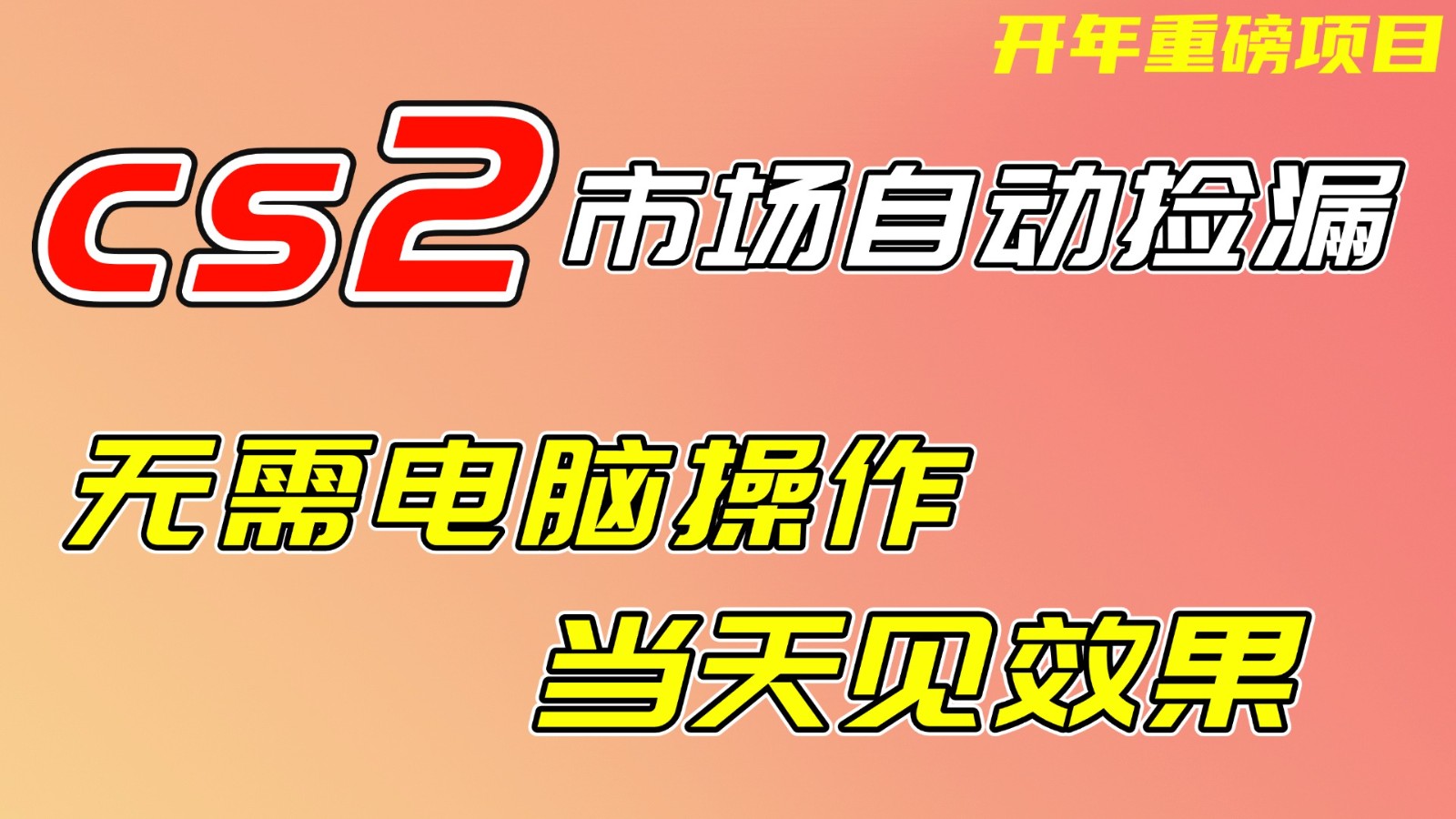 CS2市场挂机项，无需电脑操作，无需进入游戏，当天见效果，支持任何形式验证-智云网创 - 网创副业项目资源站