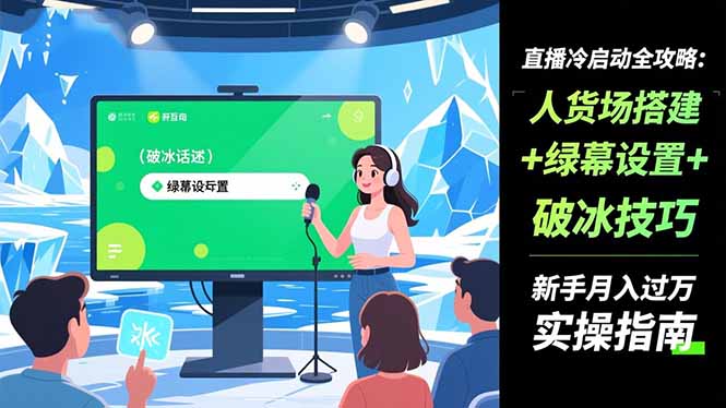 直播冷启动全攻略:人货场搭建+绿幕设置+破冰技巧,新手月入过万实操指南-智云网创 - 网创副业项目资源站