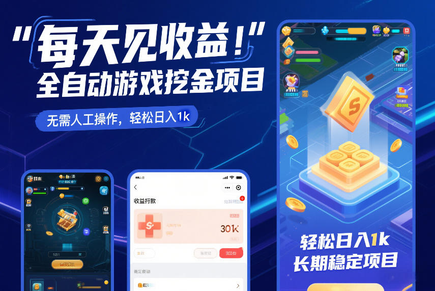 每天见收益,全自动游戏挖金项目,无需人工操作,轻松日入1k,长期稳定项目【揭秘】-智云网创 - 网创副业项目资源站