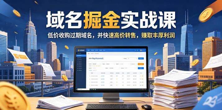 域名交易掘金实战课,低价收购过期域名,并快速高价转售,賺取丰厚利润【原创双语字幕】-智云网创 - 网创副业项目资源站