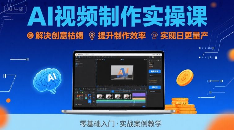 Ai视频制作实操课，解决创意枯竭、效率低下痛点，实现日更量产可持续变现（更新26年3月）-智云网创 - 网创副业项目资源站